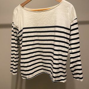 SEZANE NOAN MARINIÈRE  (Size small, Écru / Marine)